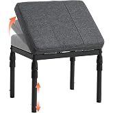 Adjustable Ottoman Pouf, 60 Degree Tilt Footstool, Carbon Gray | 4-Height, 28 Positions, Iron frame, Foam Cushion, 15.74 x 11.81 x 13.34 in, Living room, Home Office