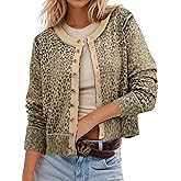 Ziesexy 2026 Spring Leopard Cardigan Womens Button Up Lightweight Sweaters Long Sleeve Cheetah Print Cropped Cardigan Jackets