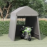 6X8FT Heavy-Duty Portable Outdoor Shelter Shed - Waterproof UV-Resistant Carport with Roll-Up Zipper Doors & Vents, Anti-Snow Motorcycle Garage Tent, Grey
