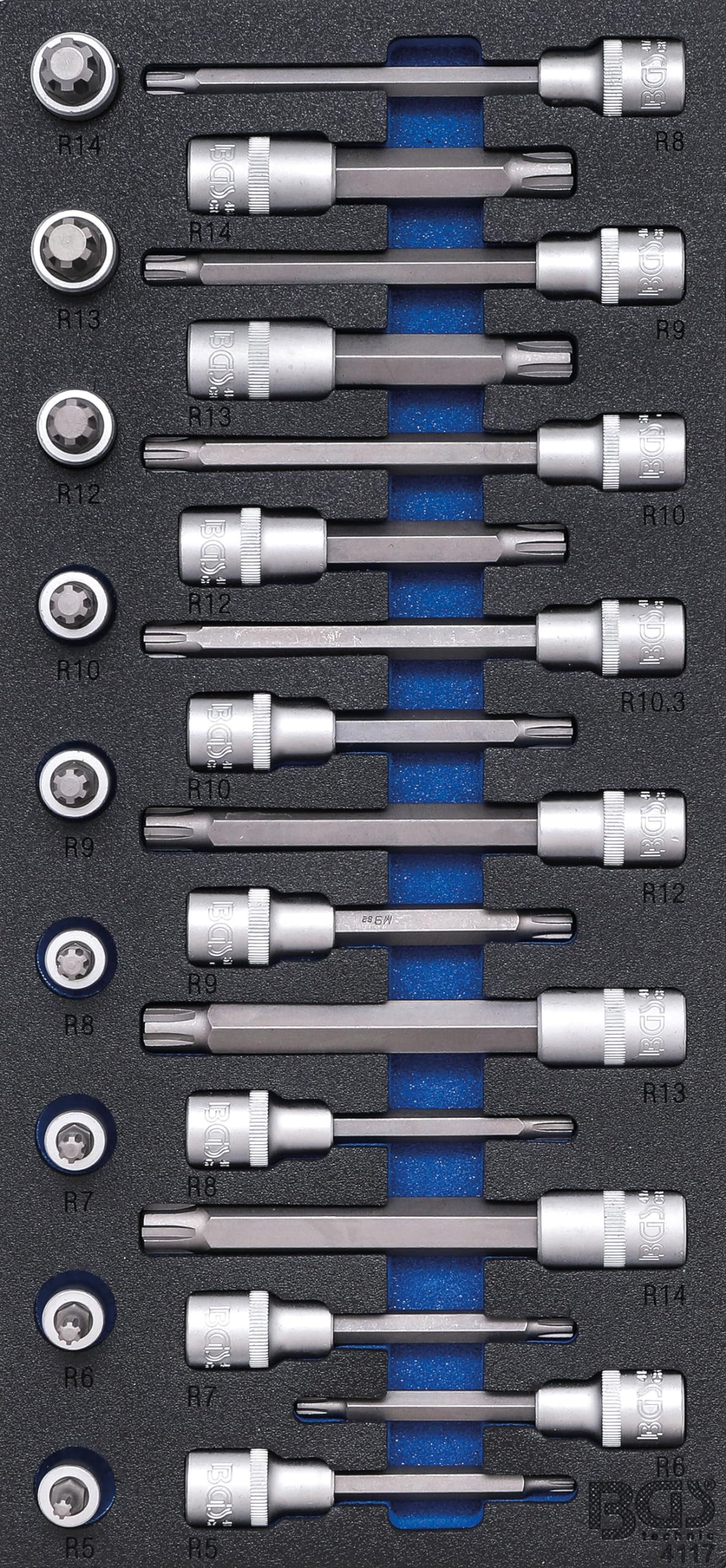 BGS 4117 | Tool Tray 1/3: Bit Socket Set | 12.5 mm (1/2") | Spline (for RIBE) | 25 pcs.