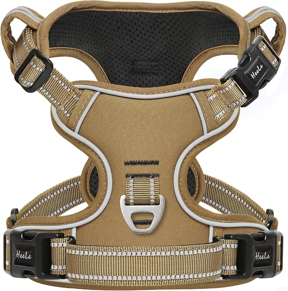 HEELE Dog Harness No Pull Small Bronze XS Reflective Easy Release Neck Clip