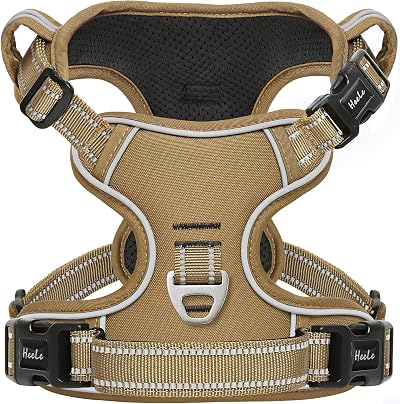 HEELE Dog Harness No Pull Small Bronze XS Reflective Easy Release Neck Clip
