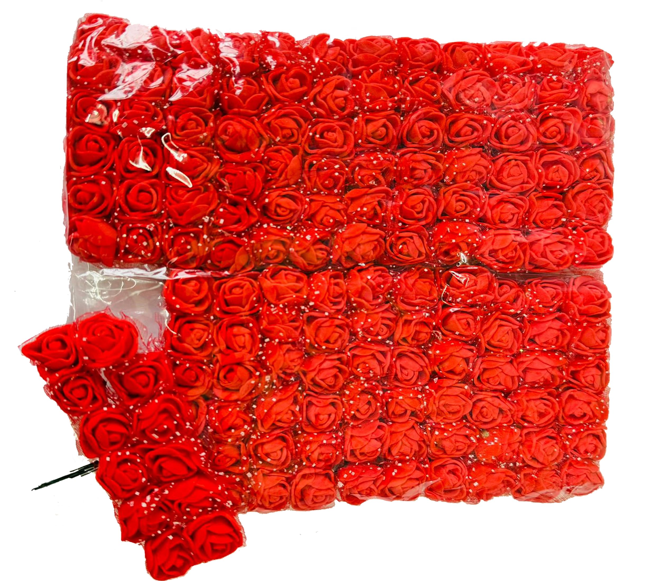 creative balloons Red Foam Roses Artificial Flowers Table Centerpieces Real Touch Faux Flowers Bulk Fake Roses with Stem DIY Craft Flowers for Decorations Wedding Bridal Bouquets Floral Decor 144pcs