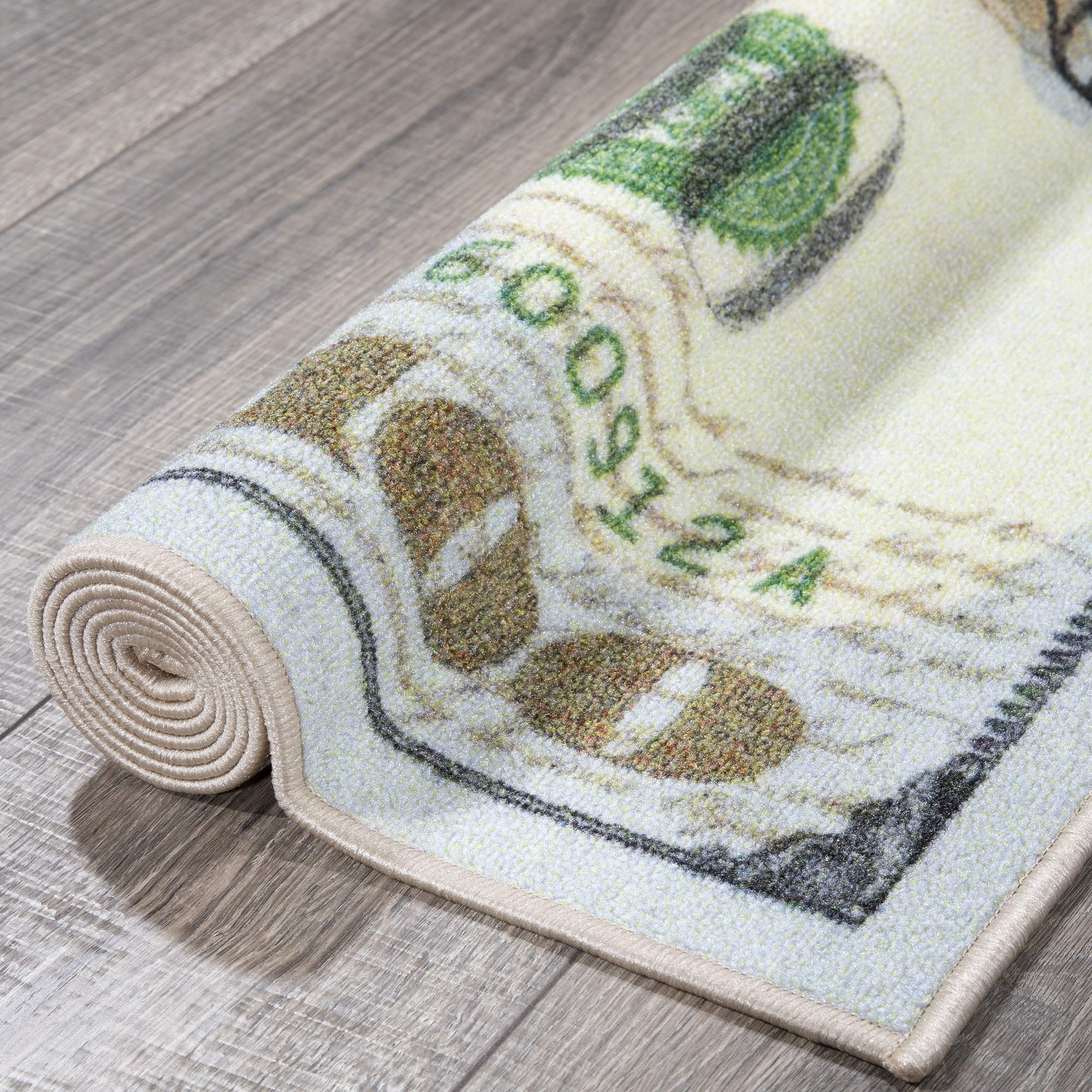 New Ottomanson Hundred Dollars ($100) Long Mat/Kitchen Mat Building Print New Benjamin Non-slip Rug Mat Runner, 22 x 53 cm.