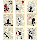PARTH iMPEX Banksy Wall Art Set - Motivational Graffiti Street Art Positive Inspirational Quotes Encouraging Poster for Living Room Teens Bedroom Home Office Decor - Unframed 8 x 10 Dictionary Prints