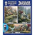 Ceaco - 3 in 1 Multipack - Thomas Kinkade - (1) 550 Piece, (1) 750 Piece, (1) 700 Piece Panoramic Jigsaw Puzzle