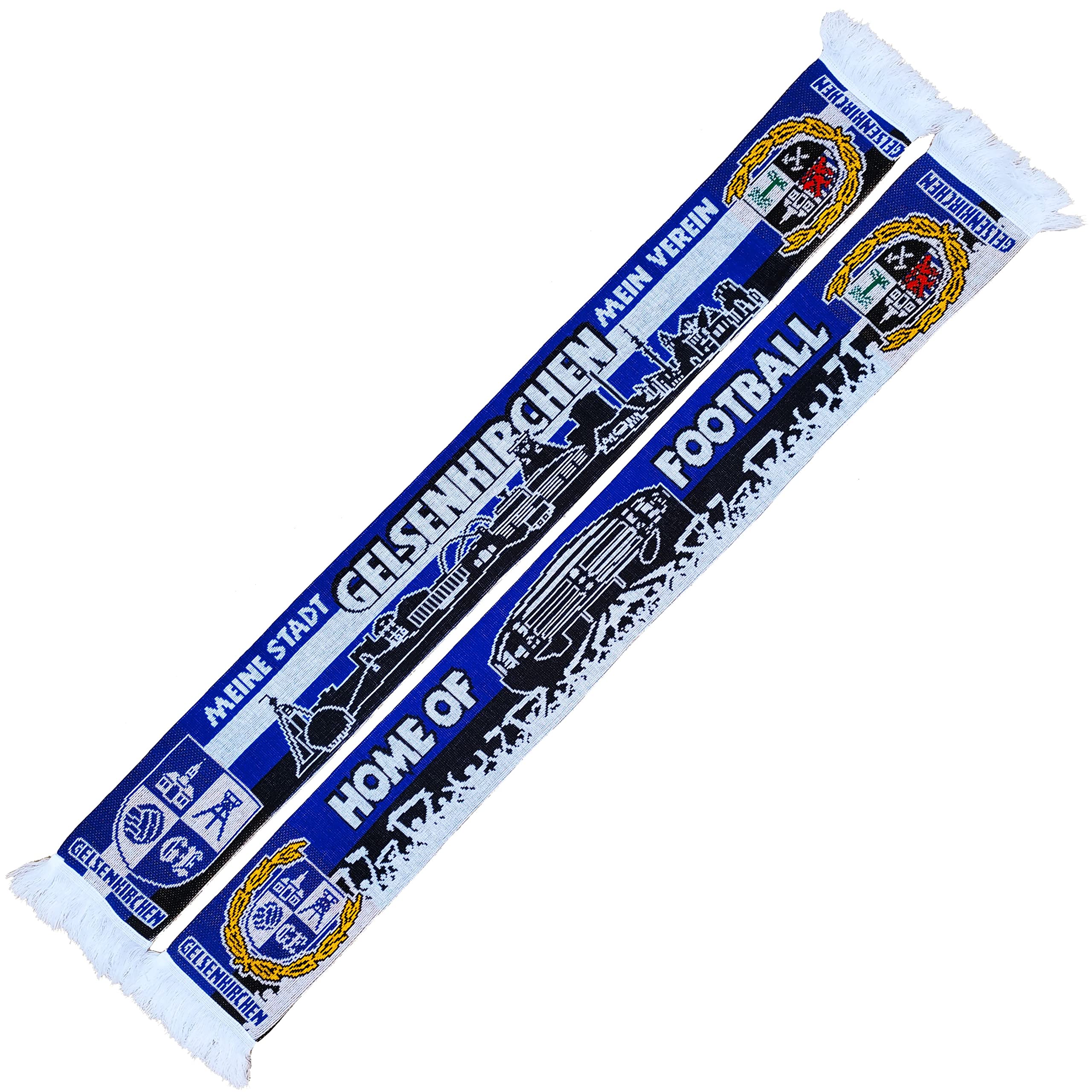 Gelsenkirchen Skyline Stadium Scarf (Knitted Scarf), Blue, white, black, yellow, One Size