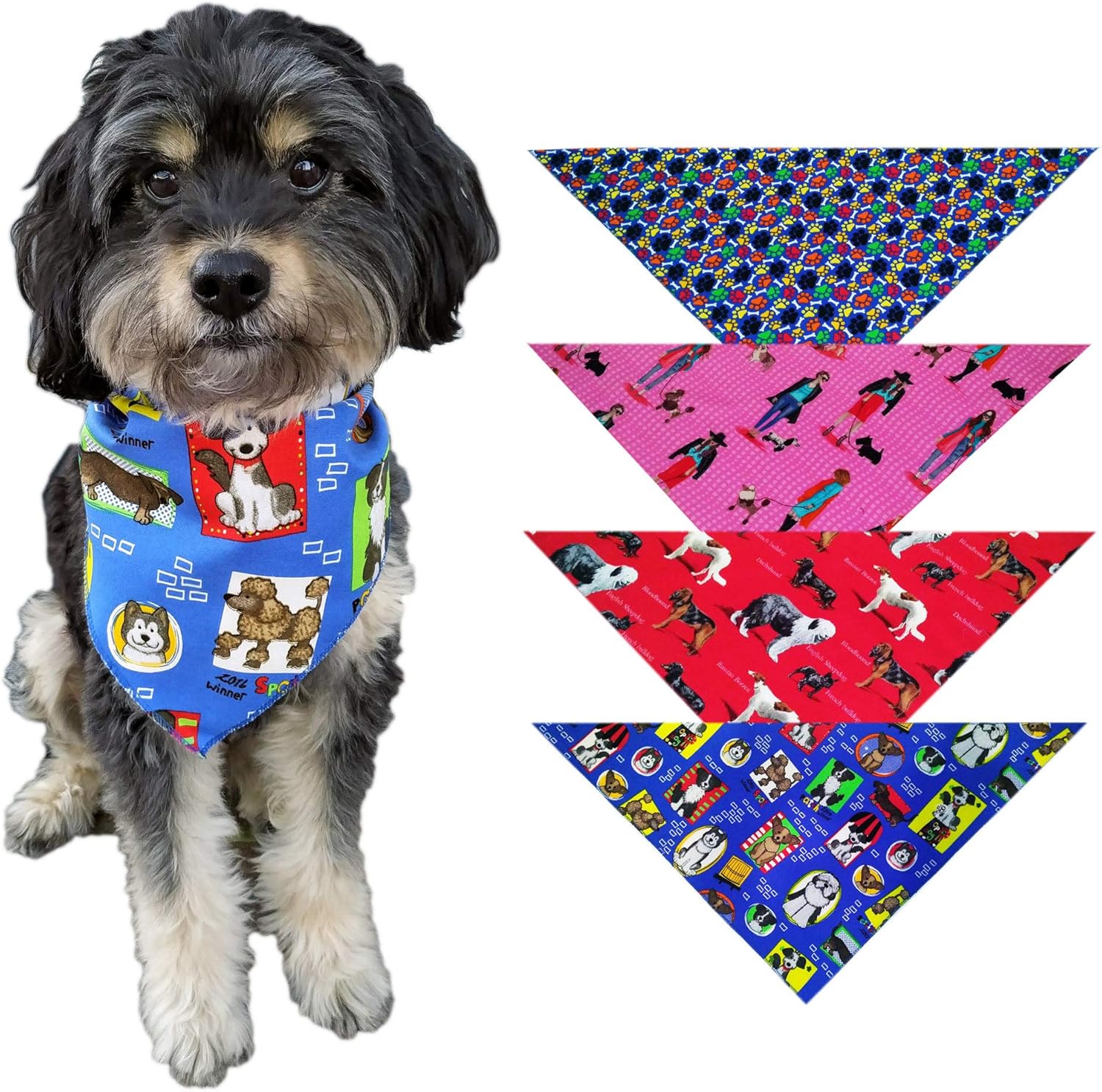 Yani Pets Dog Bandanas 4 pc 100 Cotton 19’’ x 13'’ x 13