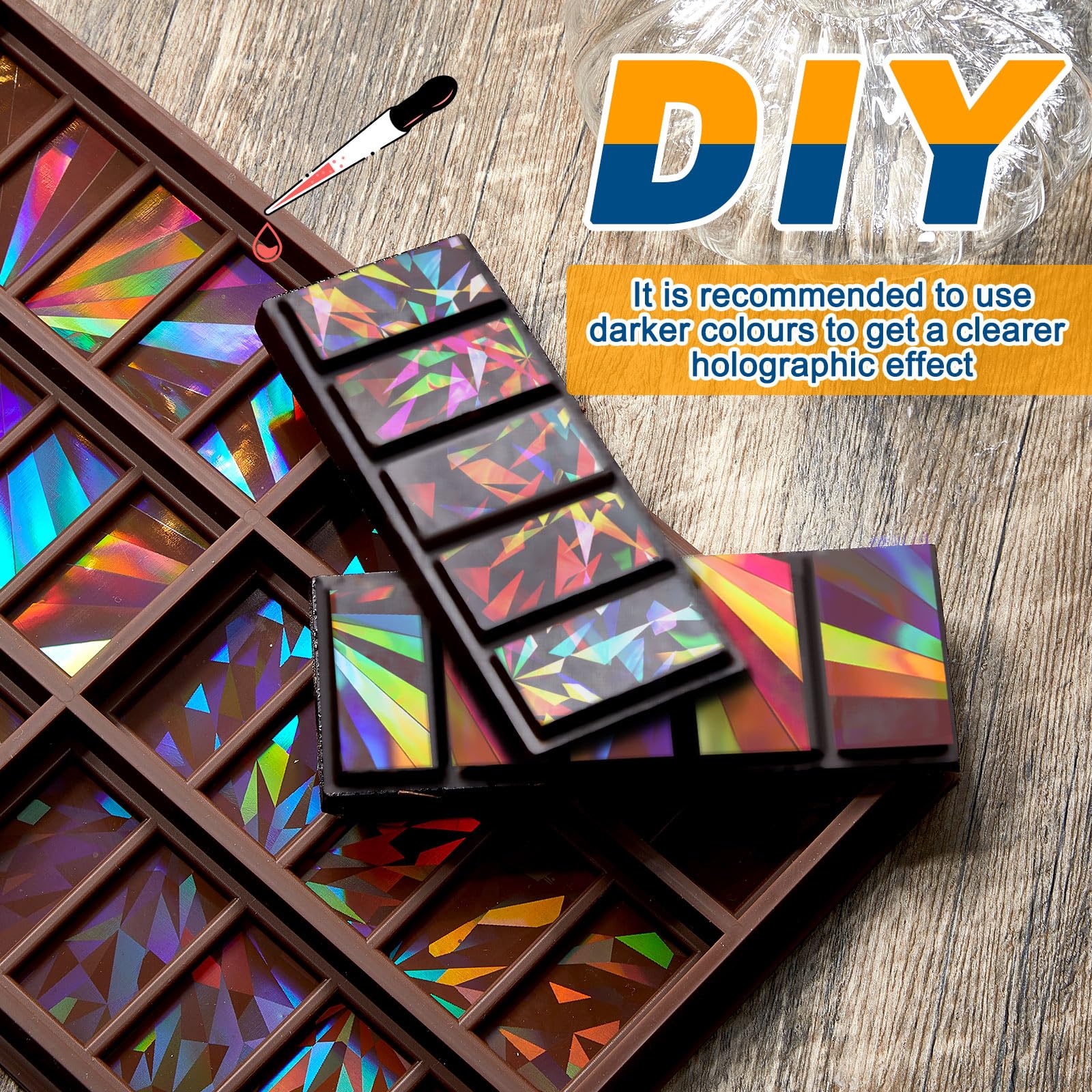 Holographic Chocolate Molds Resin Silicone Chocolate Bar Deep Thick Molds for Christmas Family DIY Baking Wax Melts Party Supplies(Windmill and Snowflake)