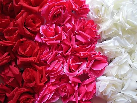 Amazon 組み合わせが 選べる バラ 造花 直径 8センチ 花部分のみ 3色 50個 セット タイプａ 造花 通販