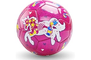 Innotoys Kids Soccer Ball Size 3, Glitter Pink Toddler Soccer Ball for Girls, Unicorn Soccer Ball Lawn Indoor Outdoor Toys Gift for Children Girls Boys 3 4 5 6 7 8 Years Old with Pump