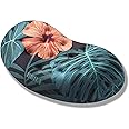 BRILA Ergonomic Memory Foam Mouse Wrist Rest Support Pad Cushion for Computer, Laptop, Office Work, PC Gaming - Massage Holes Design - Wrist Pain Relieve (Floral Leaves)