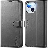 TUCCH Case Wallet for iPhone 15 6.1", Kickstand PU Leather [RFID Blocking] 4 Card Holder Magnetic Stand Protective Cover [TPU Shockproof Inner Shell] 5G 2023, Black