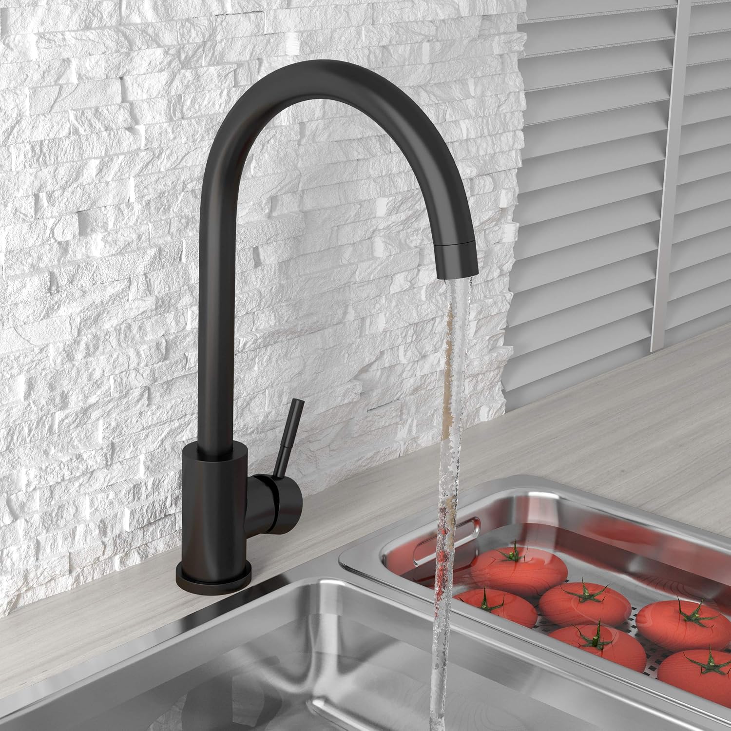 Bronx Kitchen Sink Mixer Tap | Black Finish | Single Lever