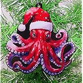 Octopus in Santa Hat Ornament