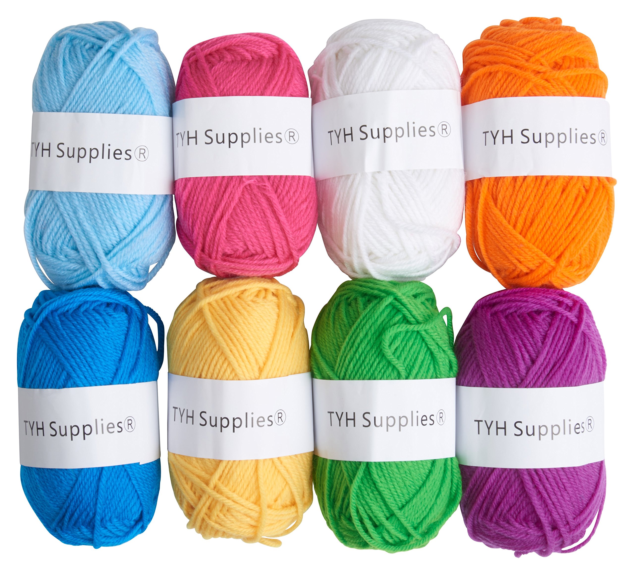 TYH Supplies 8 Acrylic Yarn Skeins | 560 Yard Soft Yarn Medium Weight for Knitting, Crocheting and Craft Projects. 70 Yard Skeins Rainbow Collection