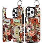 Shorogyt Compatible with iPhone 16 Pro Wallet Case with Card Holder - Cute Fashion Flower Mushroom Design Kickstand for Magnetic Clasp Back Flip Folio Leather Phone Covers for Women Men Girls