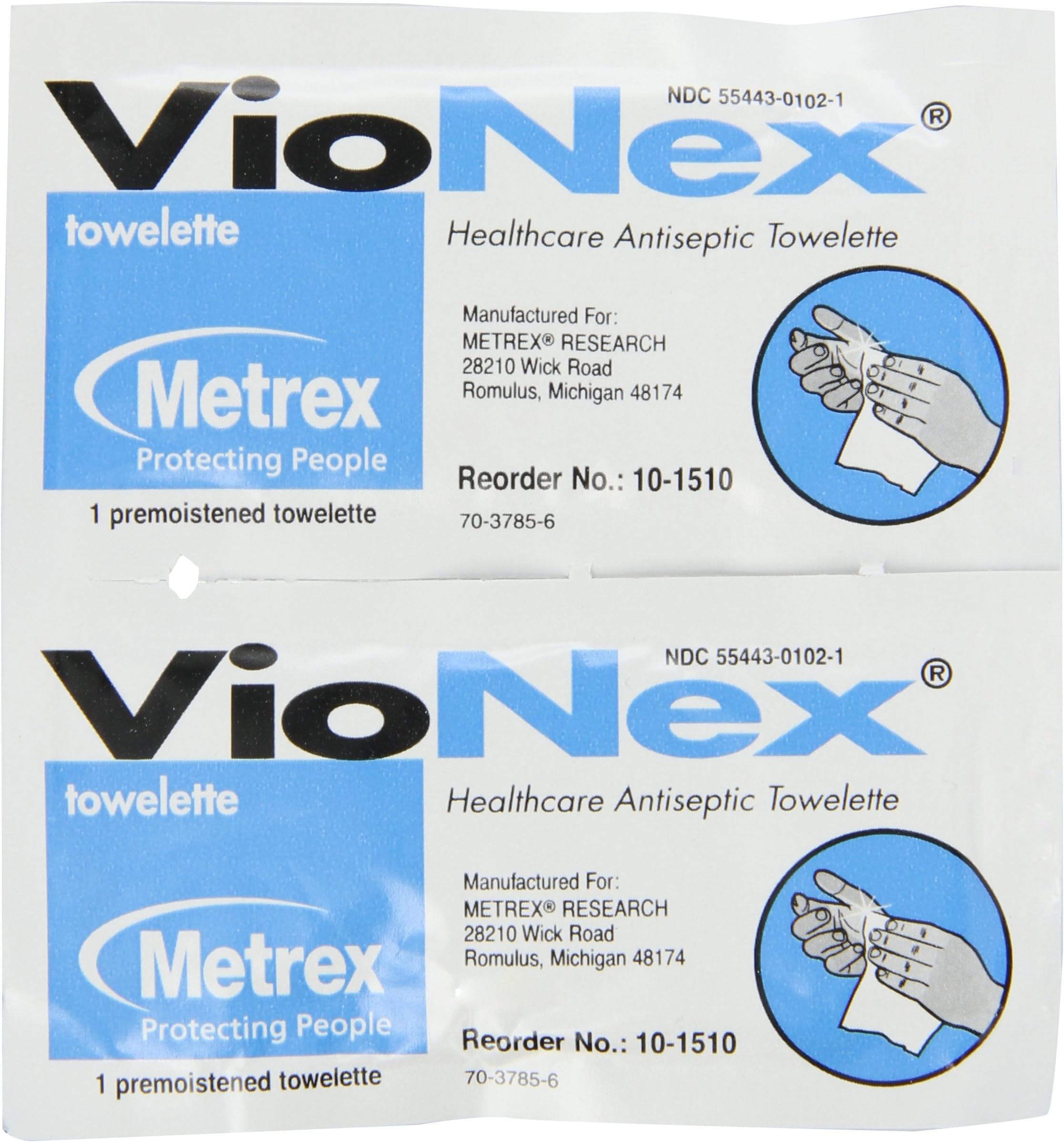 Vionex Antimicrobial Towelette Sanitizing Skin Wipe , Box of 50 Individual Packet