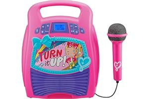 eKids JoJo Siwa Bluetooth Karaoke Machine, Portable Bluetooth Party Speaker with Microphone for Kids, Speaker with USB Port to Play Music