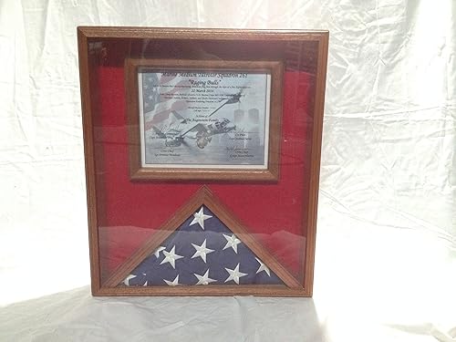 Flag Display Case With Certificate Holder Solid Mahogany Wood Clear Gloss Finish