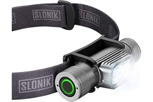 SLONIK Rechargeable Headlamp for Adults - 1000 Lumens Super Bright 60 ft Beam LED Flashlight - Lightweight, Heavy-Duty, IPX8 Waterproof Hard Hat Light - Camping Gear, Running Headlight, COLOR