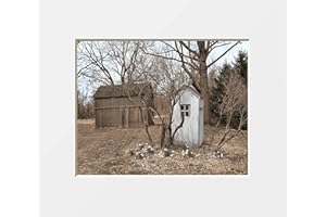 LITTLEPIECREATIONS Brown White Barn Outhouse Bathroom Laundry Room Photography Matted Wall Art Picture (8x10 Photo with 11x14 Mat)