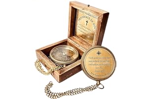 ALADEAN Divine Path Engraved Compass - I Will Guide You - Psalm 32:8" Quote | Inspirational Gifts for Men Women, Uplifting Spiritual Heavenly Faith Gift Boys Girls
