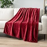 PAVILIA Wine Red Fleece Throw Blanket for Couch, Maroon Burgundy Soft Fuzzy Flannel Throw for Sofa, Luxury Plush Microfiber Bed Blanket, Cozy Home Decorative Velvet Gift Blanket, 50x60