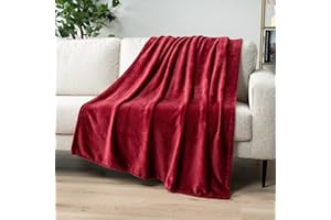 PAVILIA Wine Red Fleece Throw Blanket for Couch, Maroon Burgundy Soft Fuzzy Flannel Throw for Sofa, Luxury Plush Microfiber B