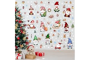 BORAMDO Christmas Gnomes Wall Stickers Decoration 12 Sheets, Christmas Wall Decals Holiday Gnome Decor for Wall, Winter Snowflake Wall Vinyl Stickers for Living Room Bedroom Home Office Decor