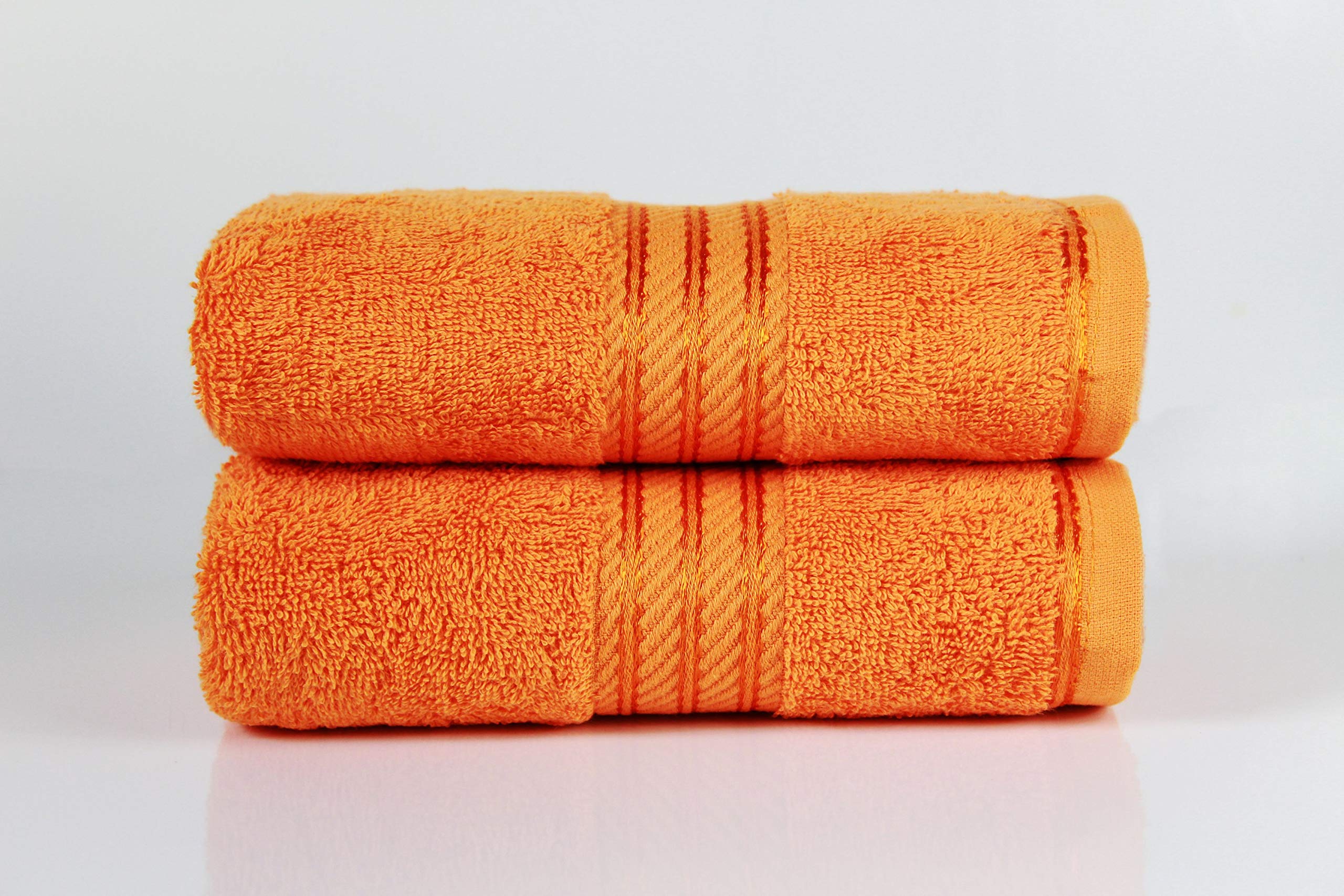 Bentley Priory Linens Hand Towels (2 PACK) for Bathroom Supreme Range 500GSM Egyptian Hotel Collection Super Soft 100% Cotton Pack of 2 Absorbent and Quick Dry Hand Towels Set 50 x 85cm (ORANGE) — image 1