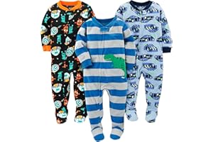 Simple Joys by Carter's Toddlers and Baby Boys' Loose-Fit Flame Resistant Fleece Footed Pajamas, Pack of 3