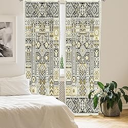 Ambesonne Southwestern Curtains, Abstract Geometric