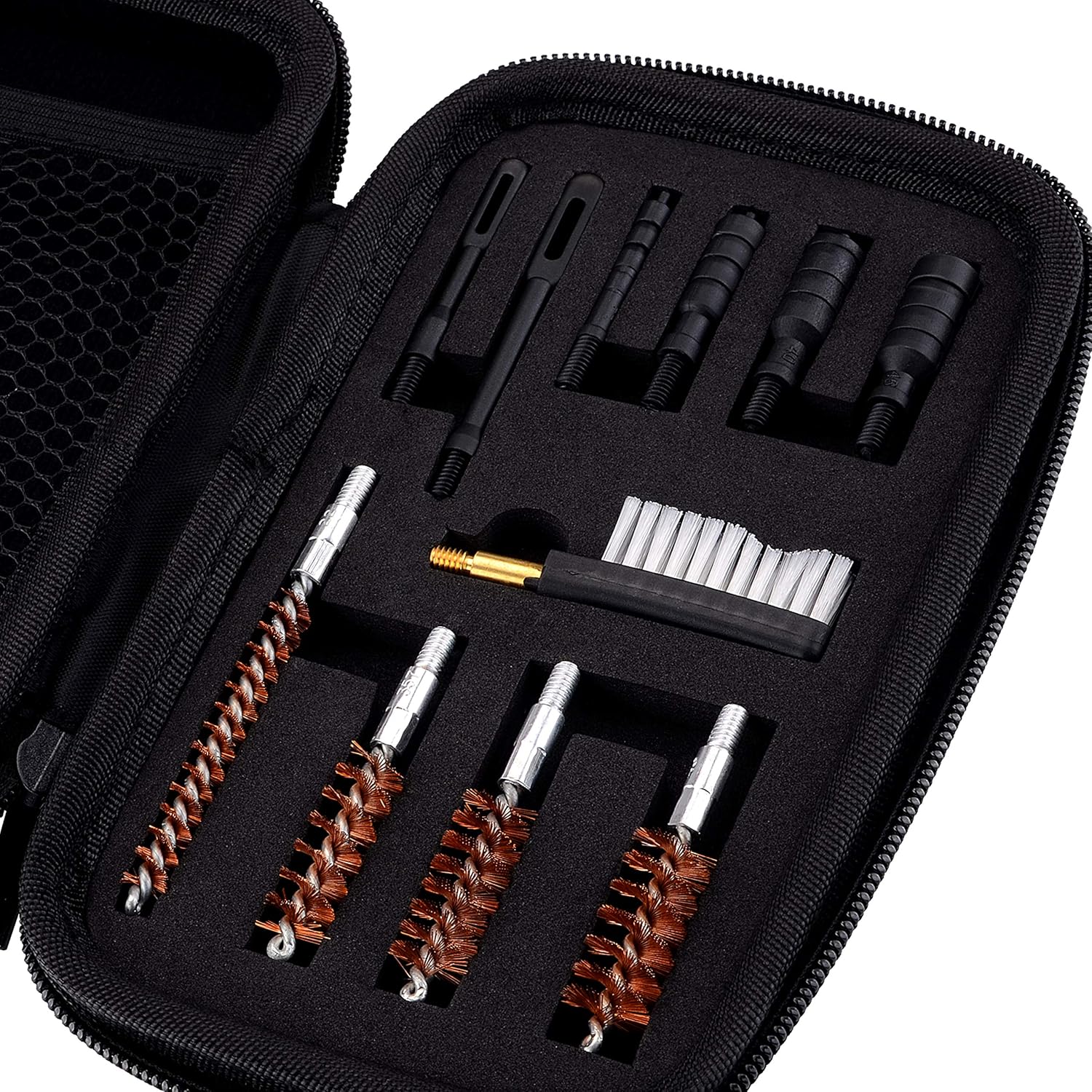 BOOSTEADY Universal Handgun Cleaning kit .22.357/.38/9mm.45 Caliber Pistol Cleaning Kit Brush Jag with Flexible Coated Cable and Empty Bottle in Zippered Case : Sports & Outdoors