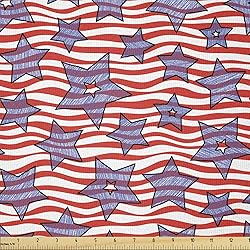 Ambesonne 4th of July Fabric by The Yard, Wavy