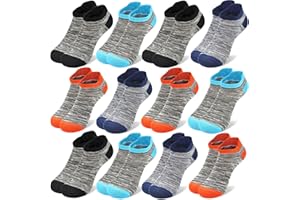 ZERULETS Kids Socks Athletic Ankle Socks Striped No Show Low Cut Socks 12 Pairs for 3-14 Years Toddlers Boys