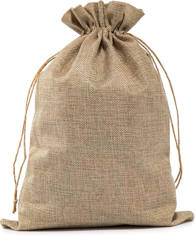 Burlap Bags with Drawstring, 12 x 16 inches (Lot of 10