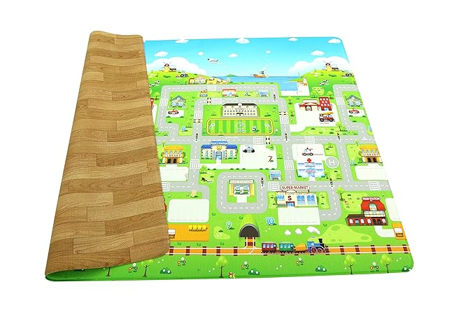 Bebe Dom Double Sided Soft Non Toxic PV Playmat (Multicolour, Small)
