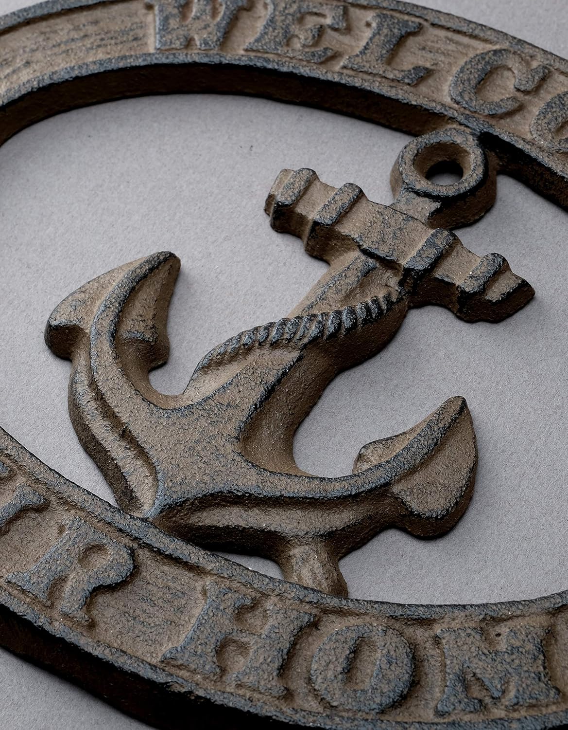 Comfy Hour Antique & Vintage Interior Decor Collection Cast Iron Anchor Welcome Plaque, 8x6 Antique Brown: Everything Else