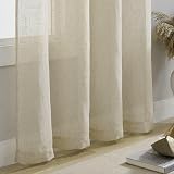 Home Brilliant Linen Look Semi Sheer Net Curtains 54x45 Set of 2 45 Drop view 7