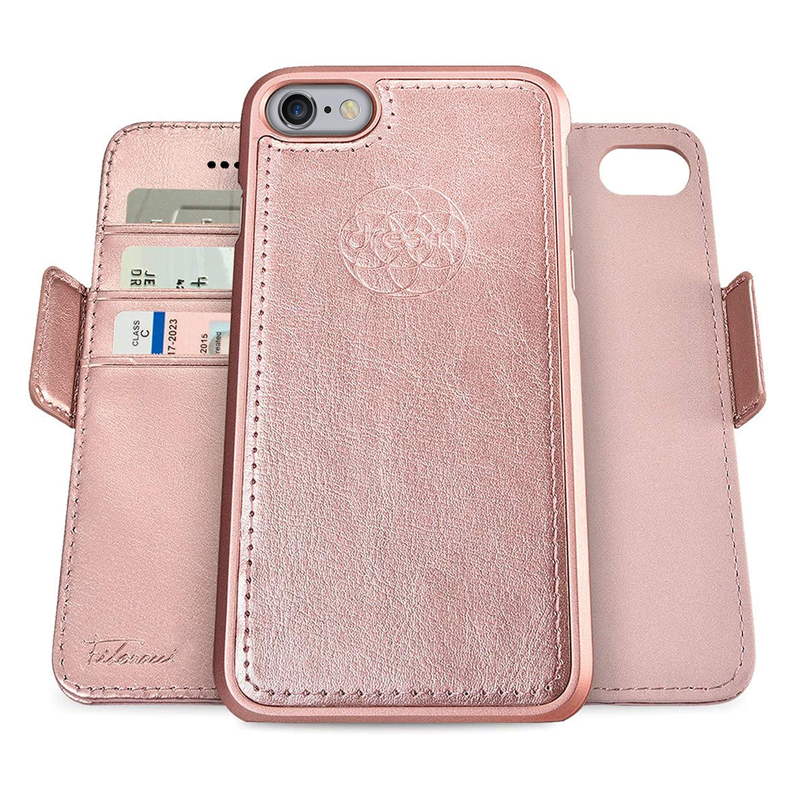 dreem Fibonacci 2-in-1 Wallet Case for Apple iPhone 6 Plus & 6s Plus - Luxury Vegan Leather, Magnetic Detachable Shockproof Phone Case, RFID Card Protection, 2-Way Flip Stand - Rose — image 1