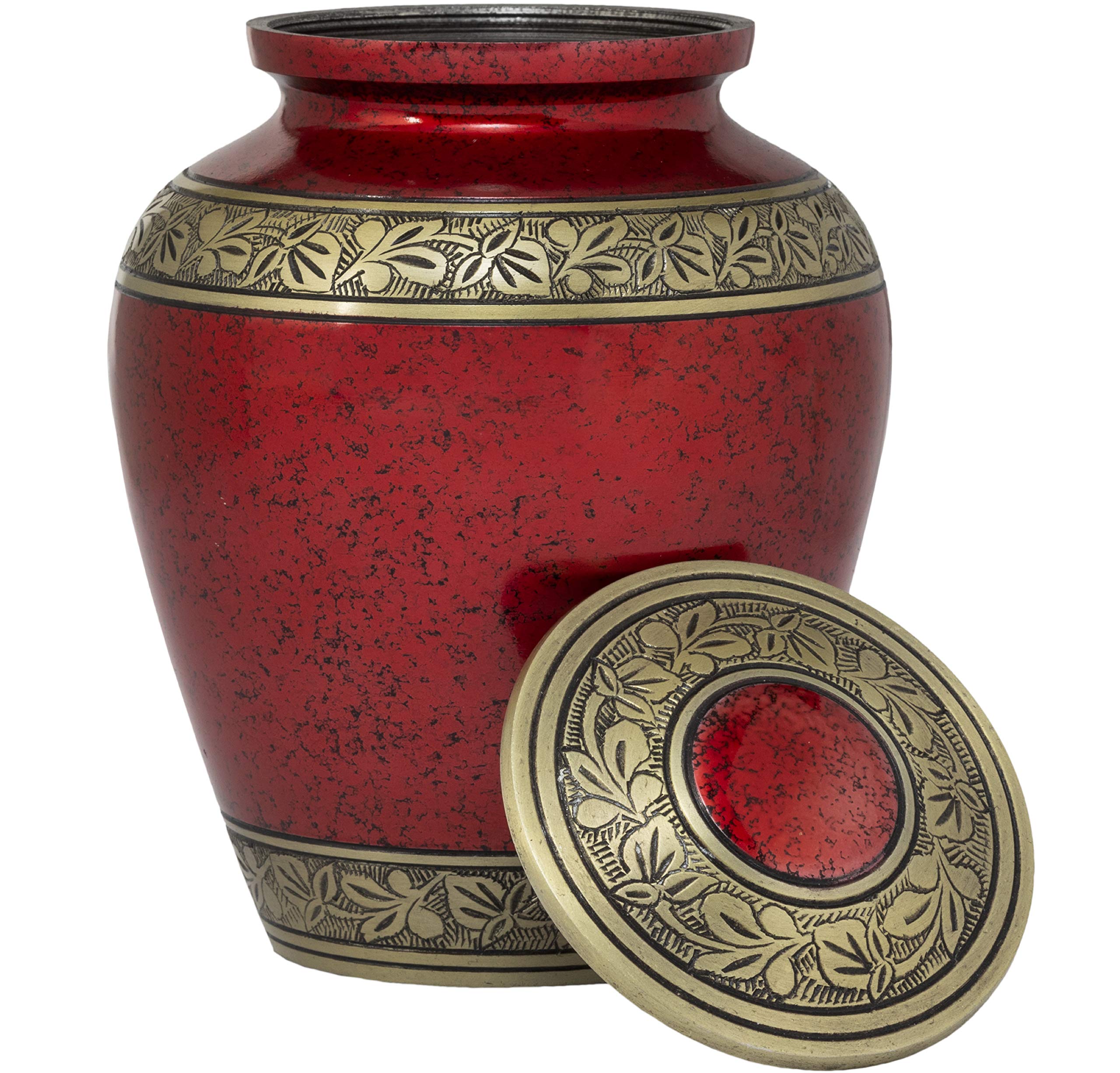 Eternal Harmony Cremation Urn for Human Funeral Ashes with Elegant Finishes to Honor and Remember Your Loved One (Carefully Handcrafted) Red Gold