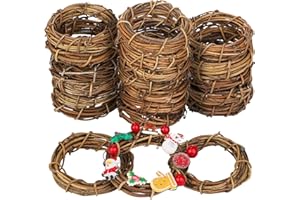 Ruisita 24 Pieces 3 Inch Grapevine Wreaths Vine Branch Wreath Natural Christmas Rattan Wreath Garland Decoration for Christmas Holiday Craft or Wedding Supplies