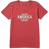 Life is Good Womens Crusher Graphic T-Shirt America The Beautiful