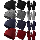 Liitrsh Winter Beanie Hat Scarf Touchscreen Gloves Set Skull Cap Knit Fleece Neck Warmer Touch Screen Mittens for Women Men