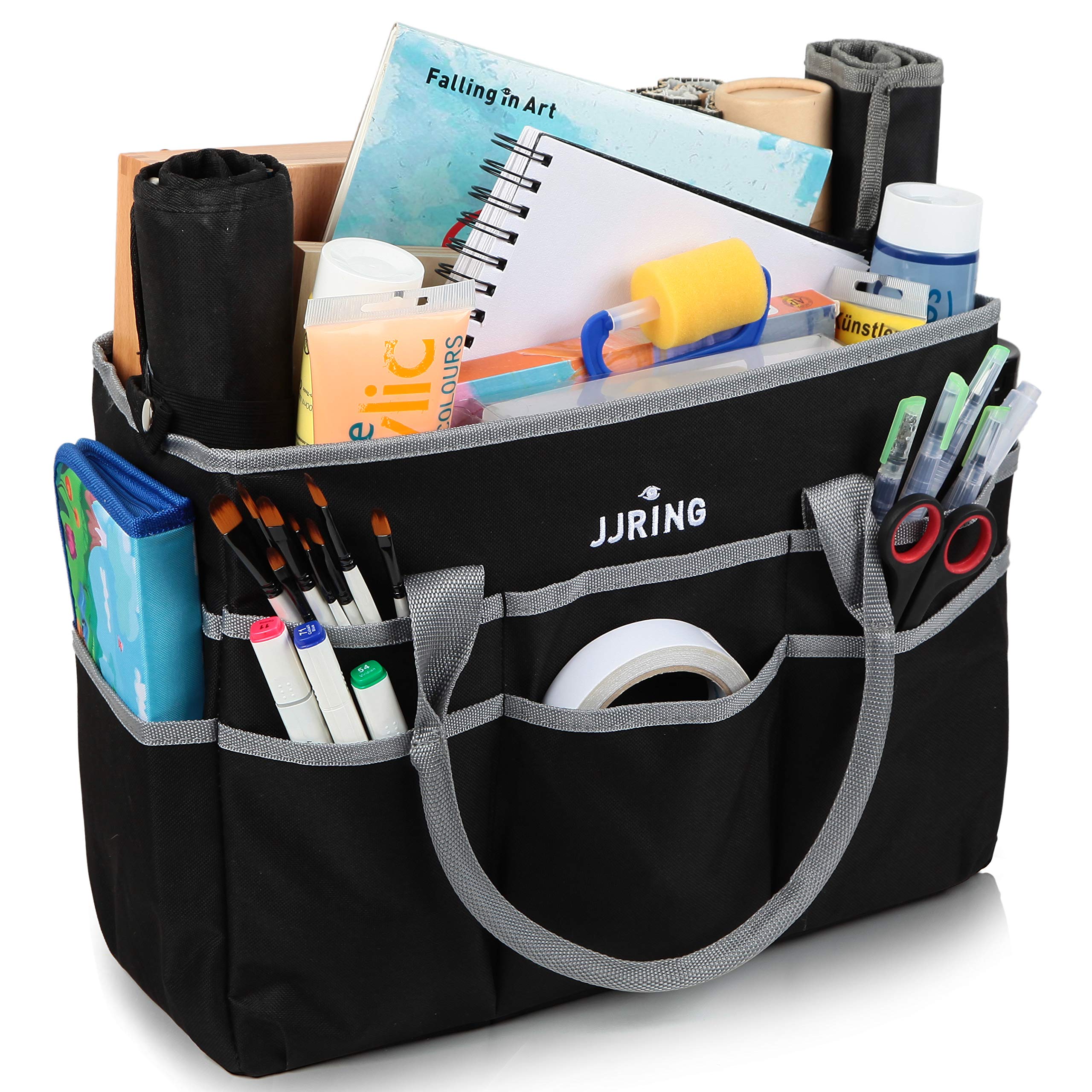 Photo 1 of Large Multi-Functional Carrying Bag, 600D Nylon Artist Tote Bag with 16 Pockets Caddy for Art, Craft, Sewing, Make-up or School, Medical, Office Supplies Organizer, Silver