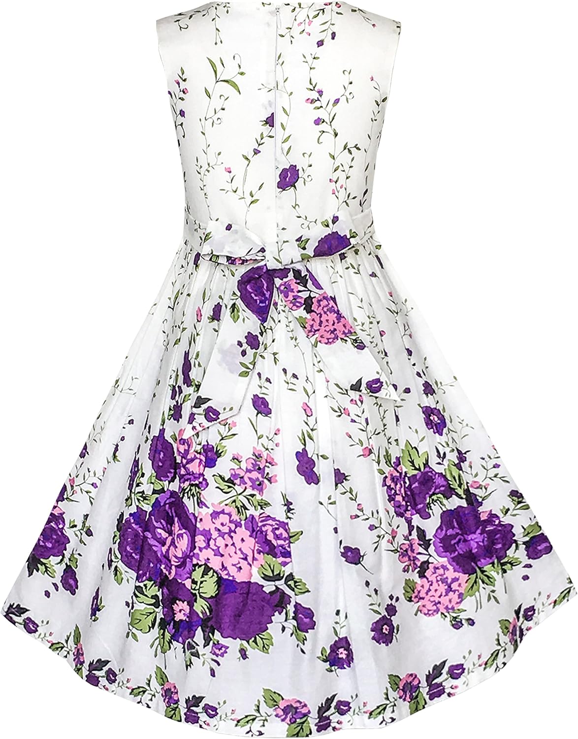 Sunny Fashion Girls Dress Rose Flower Double Bow Tie Party Sundress: Clothing