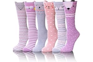 Girls Knee High Socks for Kids Cute Funny Crazy Boot Fun Long Tall Animal Child Gifts Socks 6 Pairs