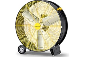 VAGKRI 30 Inch Industrial Drum Fan, 300W High Velocity Floor Fan, 3 Speed Heavy Duty Metal Fan with Casters Handles, Powerful Motor Air Circulator for Warehouse, Factory, Barn, Commercial, UL listed