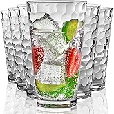 Bravario Hammered Plastic Drinking High Tumbler, Dishwasher-Safe Premium Quality Glasses, BPA-Free Reusable Outdoor Cups, 22 oz Set of 6